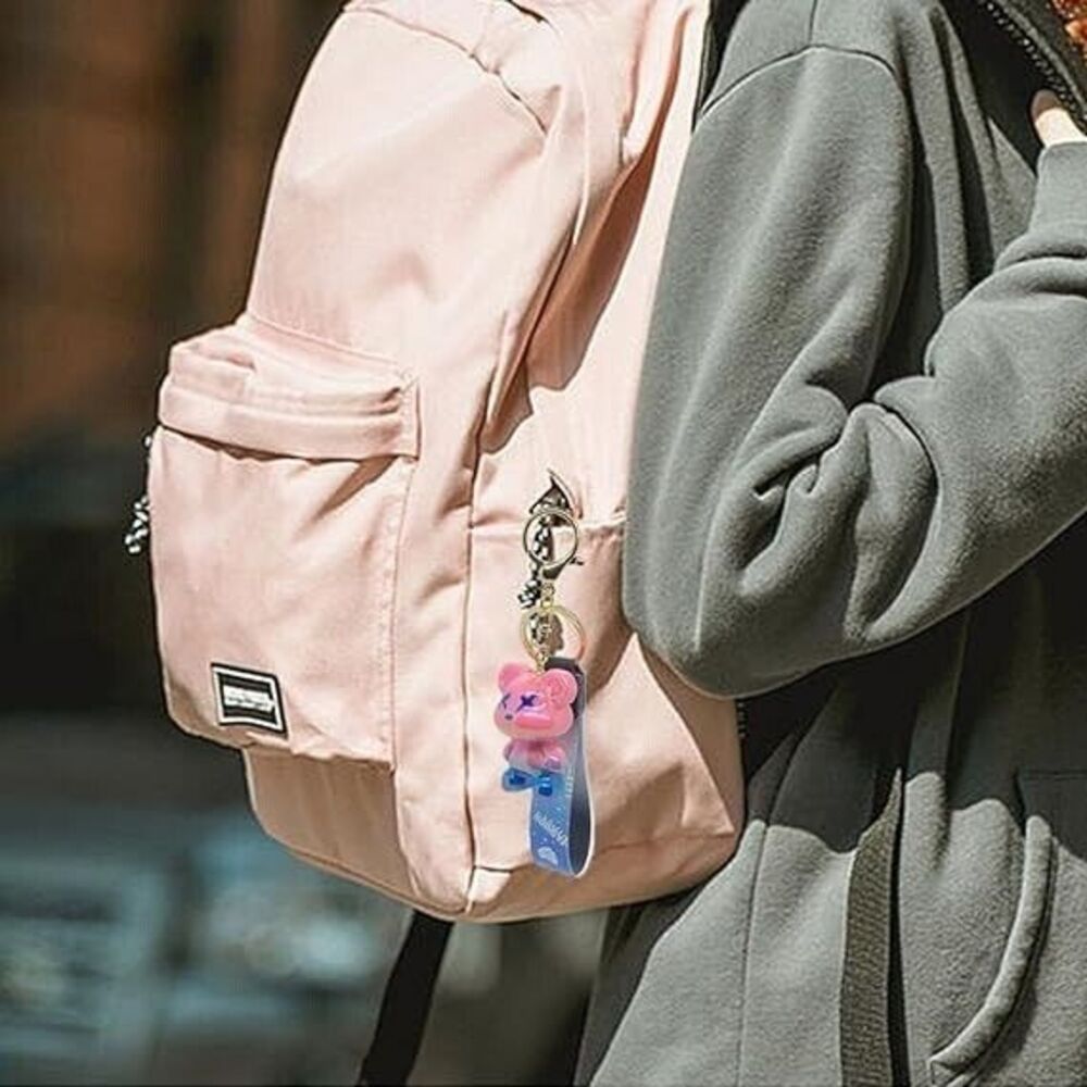 2 - Pink Bear Keychains, Bag Charm, Bracelet -Pink to Blue X Eyes Bear K… - Picture 2 of 6